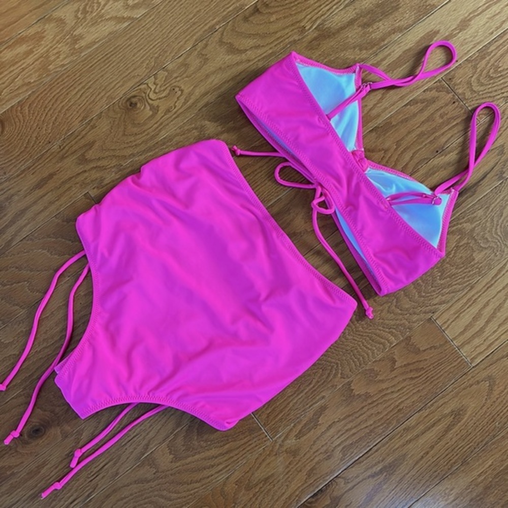 Tempt Me High Rise Pink Bikini Small - Picture 2 of 14